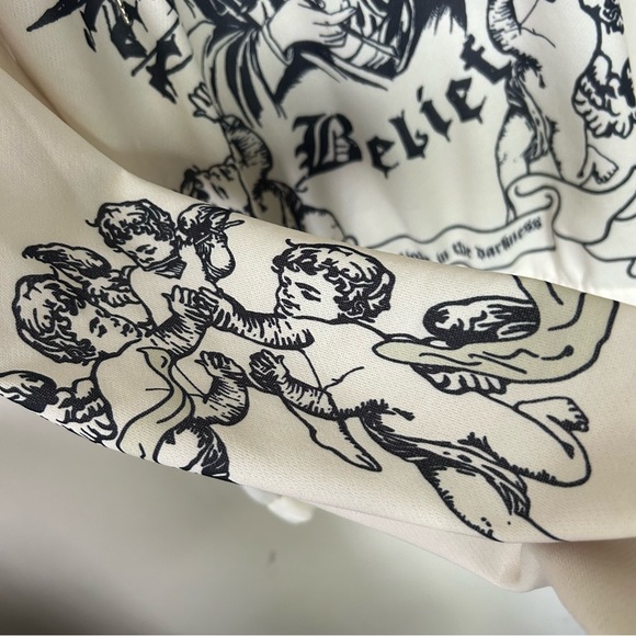 Y2K Virgin Mary Tattoo Graphic Cherub Angel Hoodie Lightweight - Picture 12 of 13